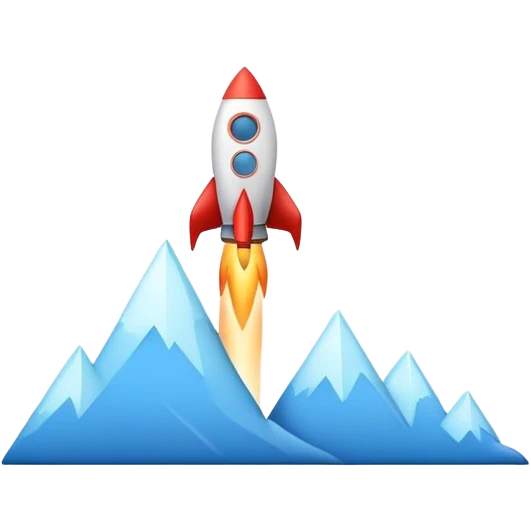 Minimalist emoji of a growth graph. The rising line forms a smooth trail, ending with a small rocket taking off emoji