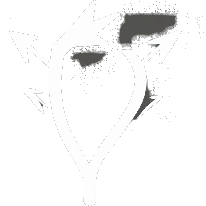 i need an arrow with one head and three bent backs. black background and white arroe emoji