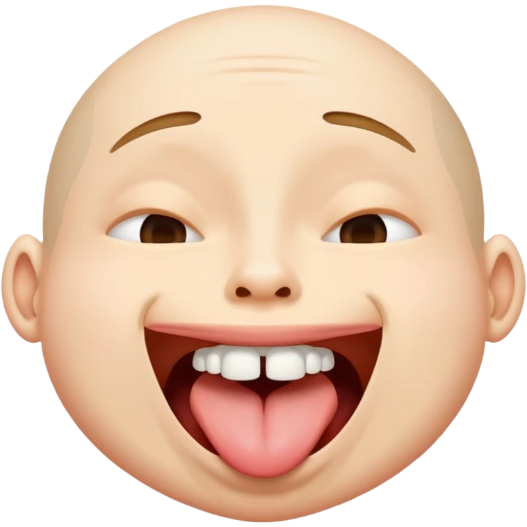 Upside down head with mouth opening tongue out emoji