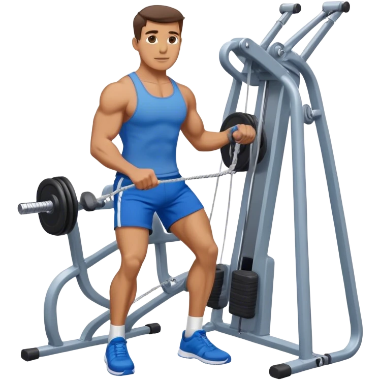 standing fit man with blue shorts cable-machine-exercise emoji