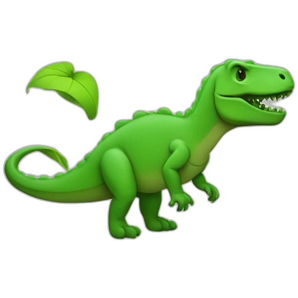 a monochrome trex with a green git branch symbol emoji