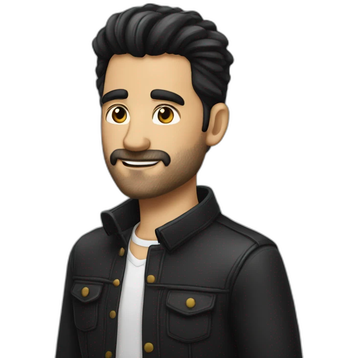 mann schwarze haare pferdezopf emoji