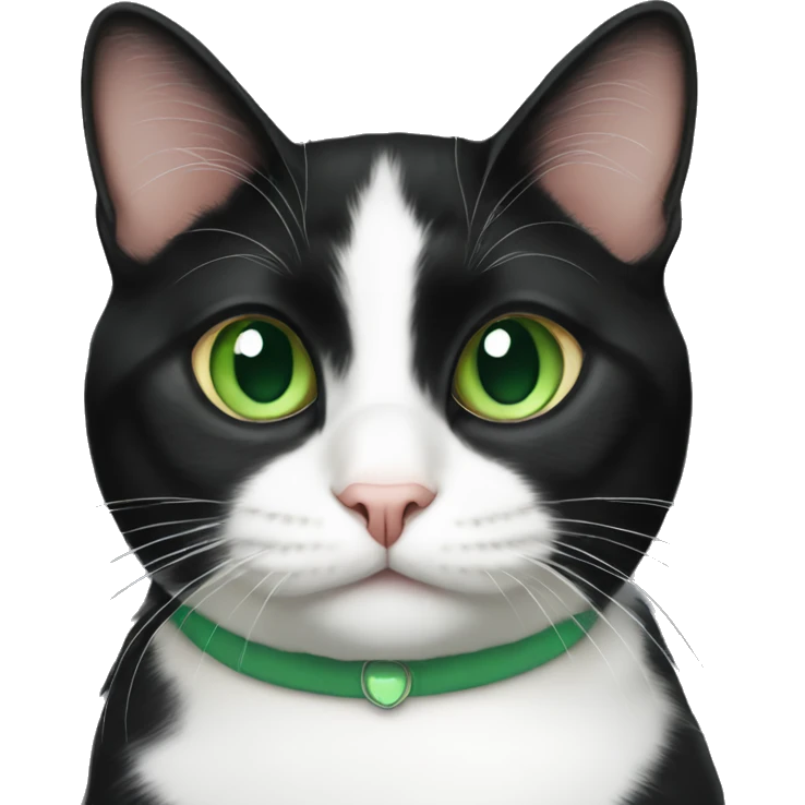 Tuxedo cat with green eyes emoji