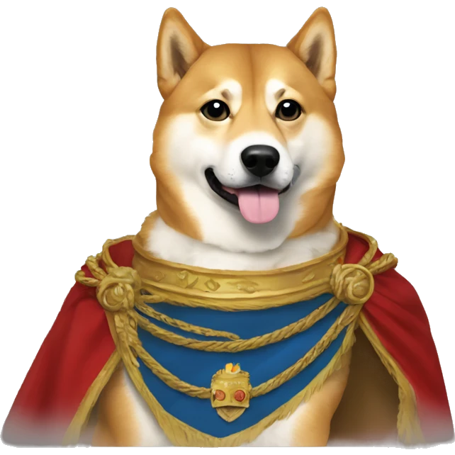 Doge roi avec fond drapeau emoji