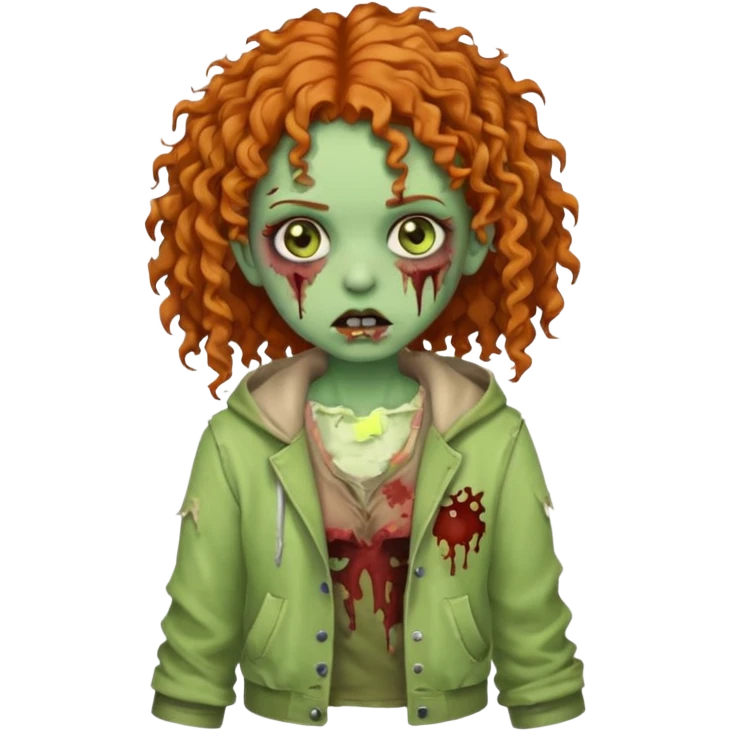 Girl zombie with ginger curly hair  emoji