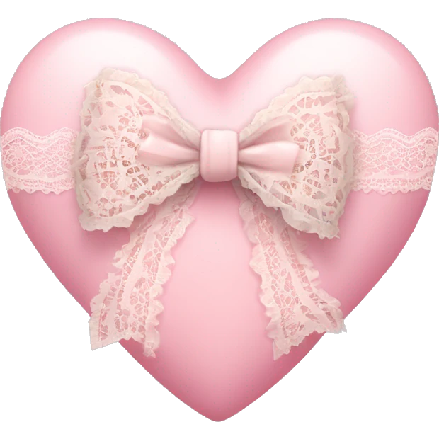 light pink heart with bow with lace and frills  emoji