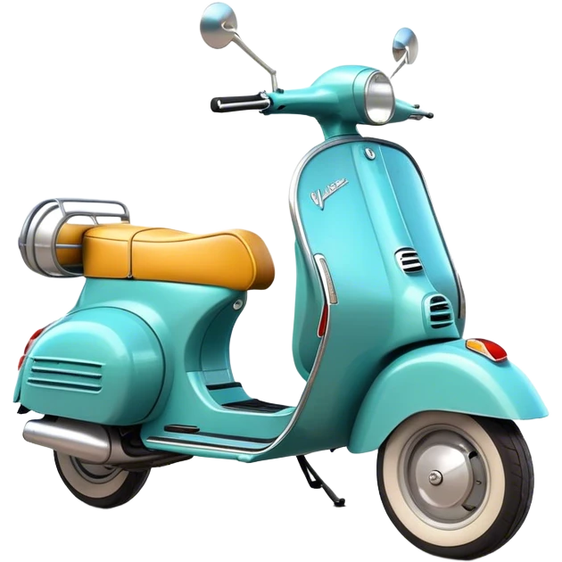 Cinematic Realistic Vespa Scooter Emoji, depicted as a stylish vintage Vespa with sleek retro design and vibrant colors, rendered with crisp textures and dynamic sunlit lighting that captures its iconic Italian charm. emoji