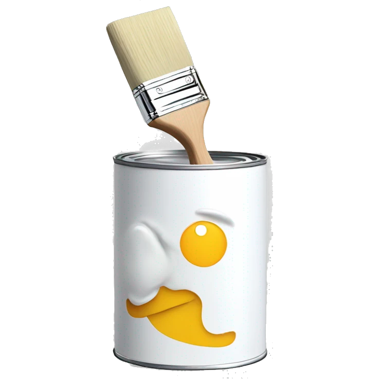 white paint on can with paint brush emoji