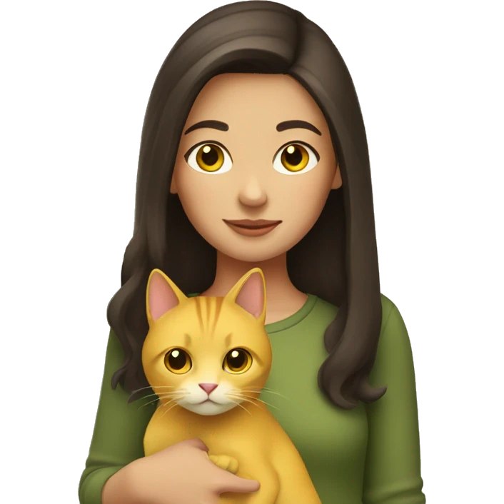brunette girl, with her yellow cat emoji