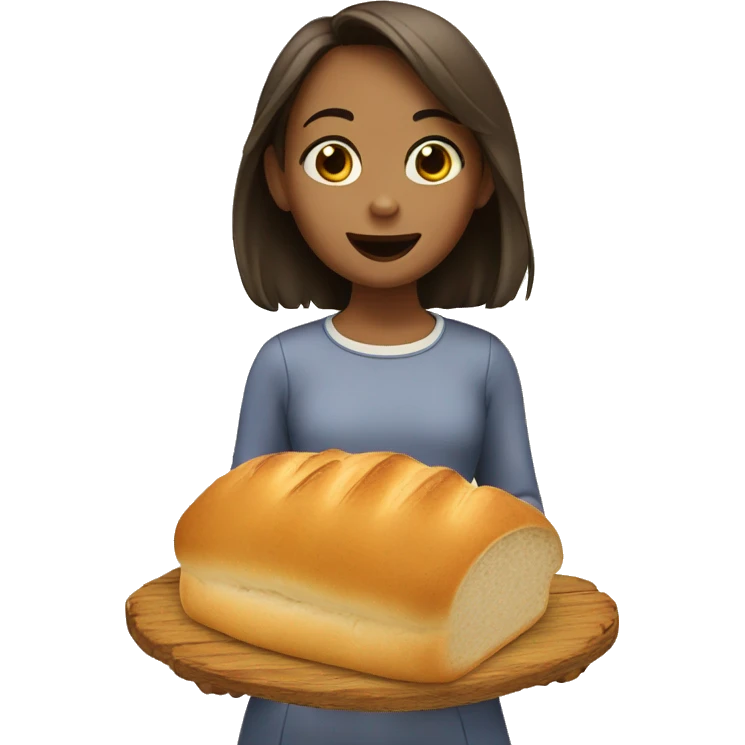 Girl eating bread emoji