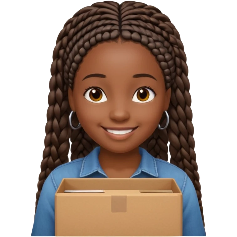 black girl with straight down box braids emoji
