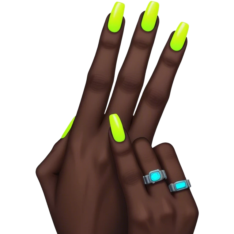 cyberpunk style neon middle finger with long neon nails emoji