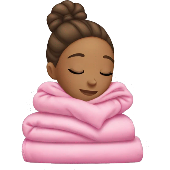Light skin girl sleeping with a pink blanket and a bun in her hair  emoji