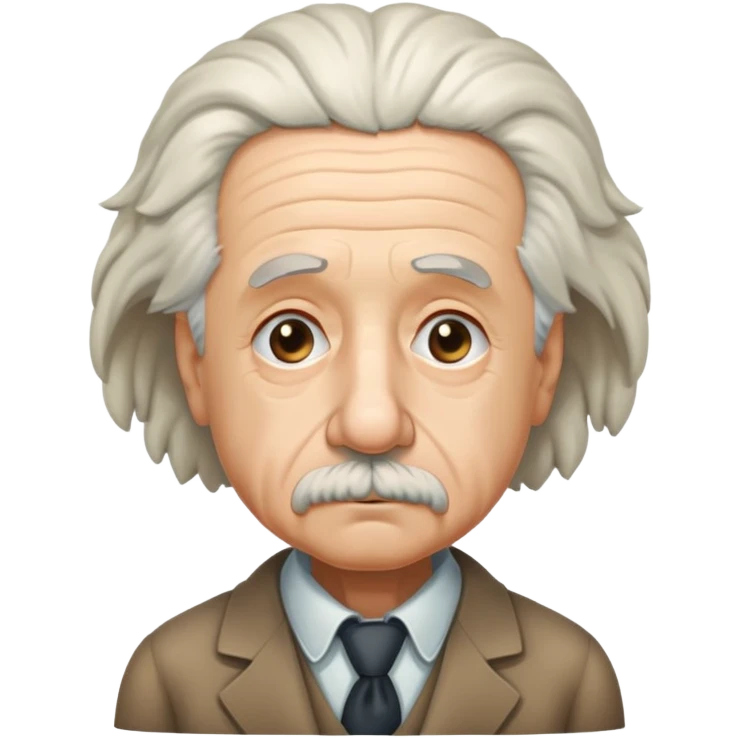 Albert Einstein with a sad expression emoji