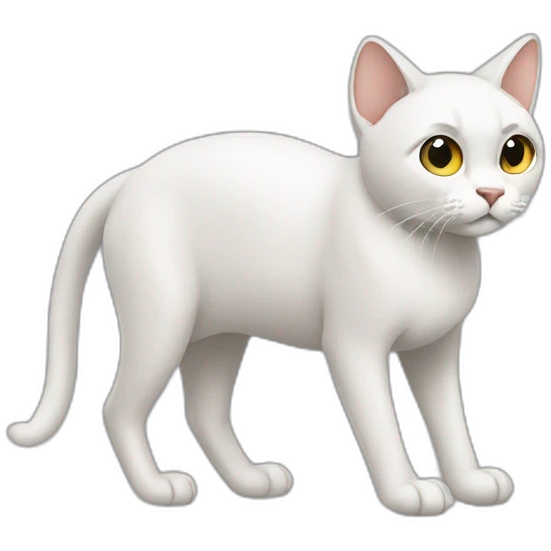 black forehead, body, legs, tail, ears, head, neck and white chest, stomach, muzzle, nose, chin, and paws cat walking profile emoji