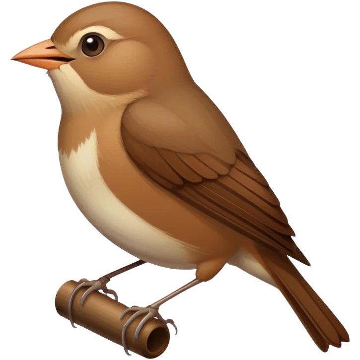 nightingale bird singing, small brown songbird emoji