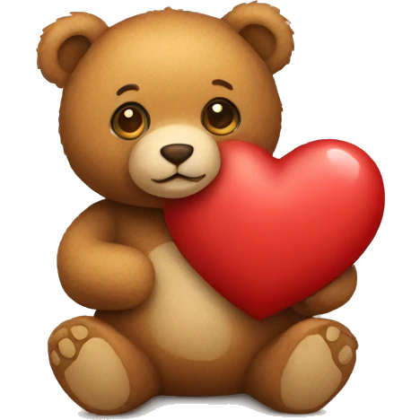 teddy bear holding a heart emoji