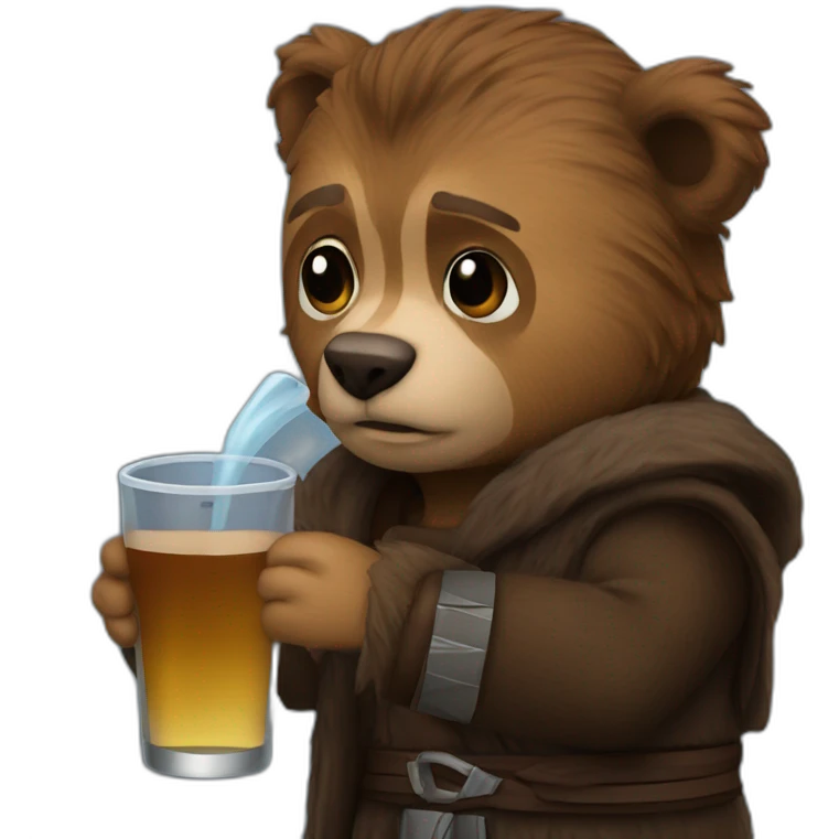 Anakin drinking a bear emoji