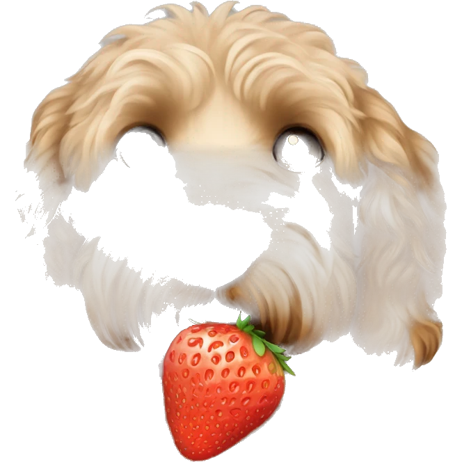 labradoodle with a strawberry nose emoji