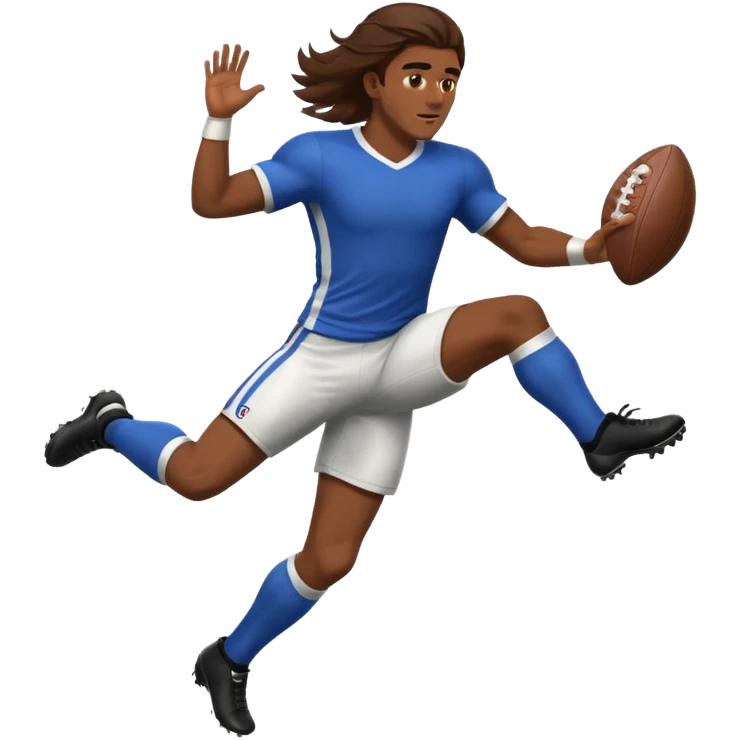 Long Haired Football Players, Male player with long hair kicking ball emoji