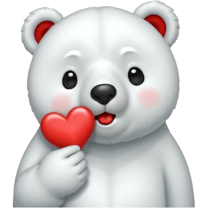 Puedes hacer a un oso polar que este mandando un beso el cual que de su boca salga un corazón Haci 😘 emoji