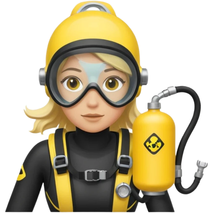 scuba diving girl blonde with yellow oxygen tank emoji