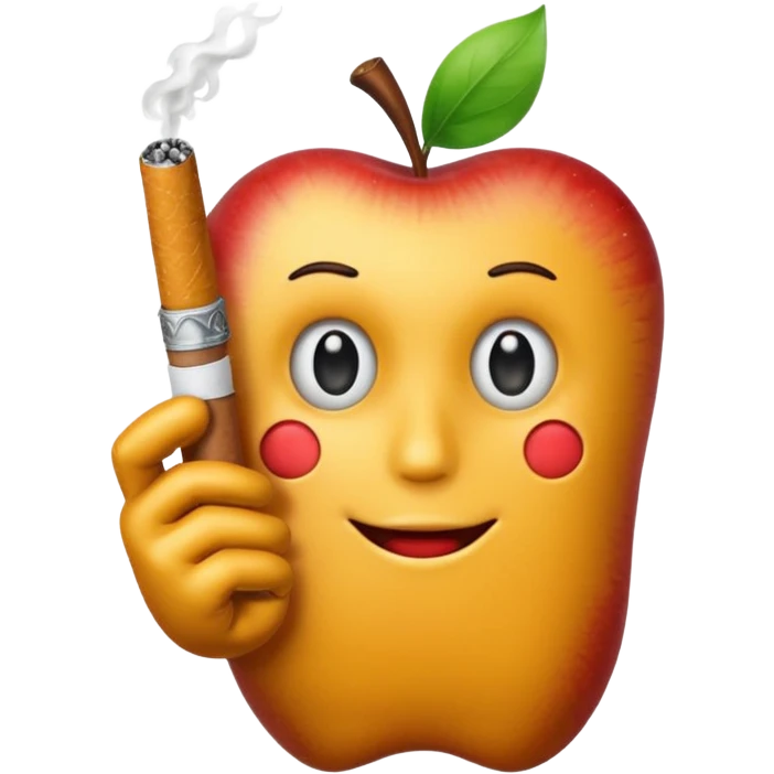 cartoon glove hand inspired by classic animation holding a cigarette, Apple emoji style emoji