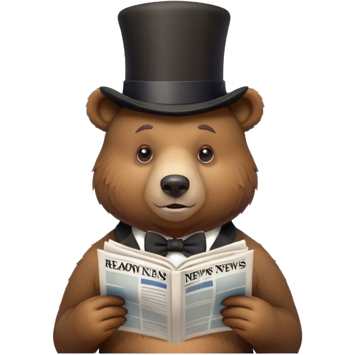 bear waring a top hat reading news emoji