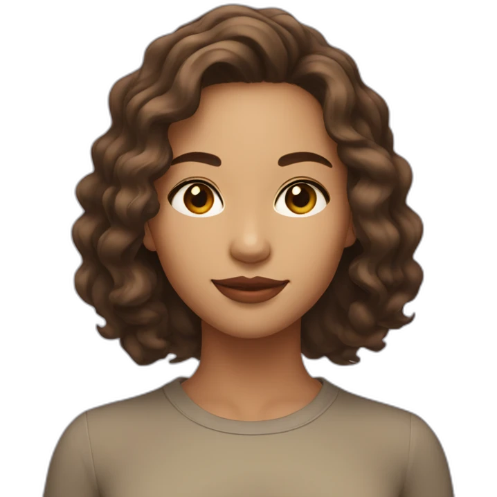 Light skinned girl in her 20s with brown dark wavy neck length hair emoji