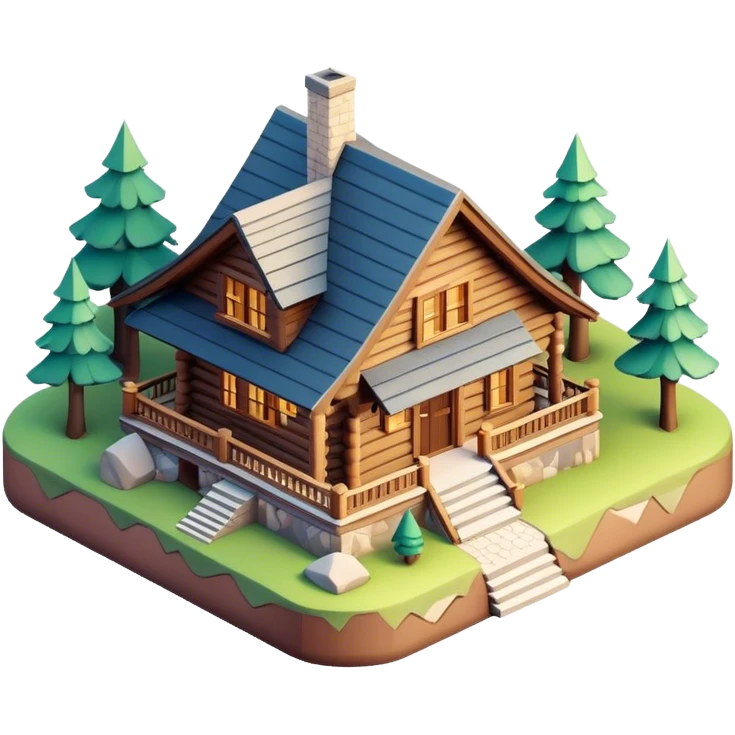 3d-isometric-Mountain-Cabin-mansion emoji