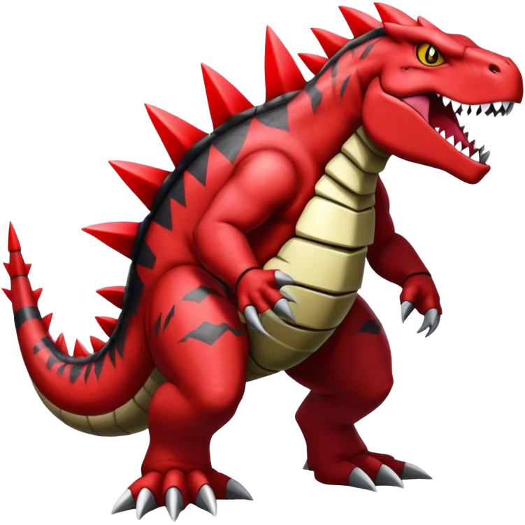 Badass black and red Groudon-salazzle-tyranitar-hybrid, full body emoji