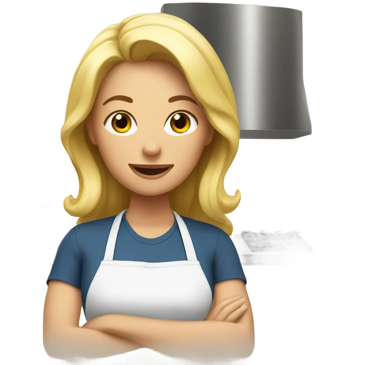 Mom with blonde hair cooking emoji
