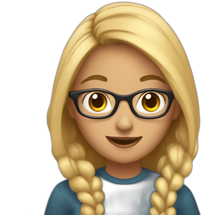 Girl testing a brand new mobile app emoji