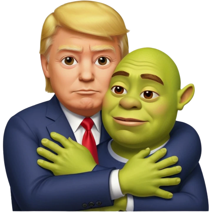 Trump hugging shreck emoji