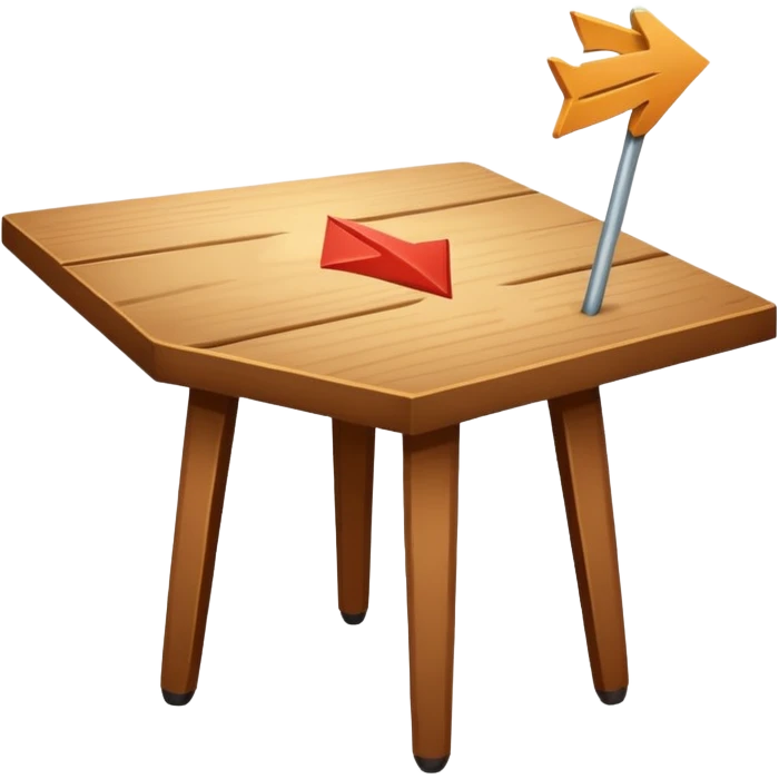 tavolo con freccia verso un piede emoji