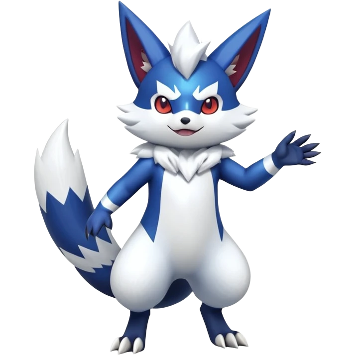 Shiny exotic Zangoose-Meowstic-Fakémon-hybrid-creature (full body)  emoji