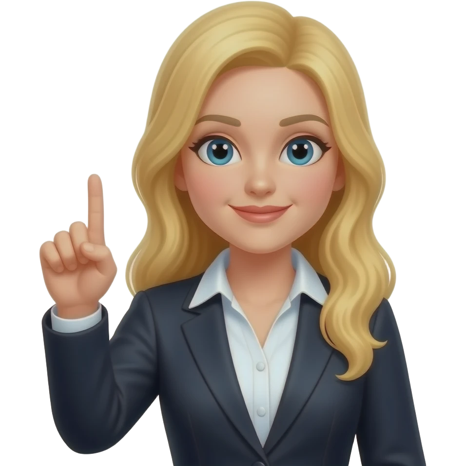 long blonde haired business woman gesturing "No" emoji