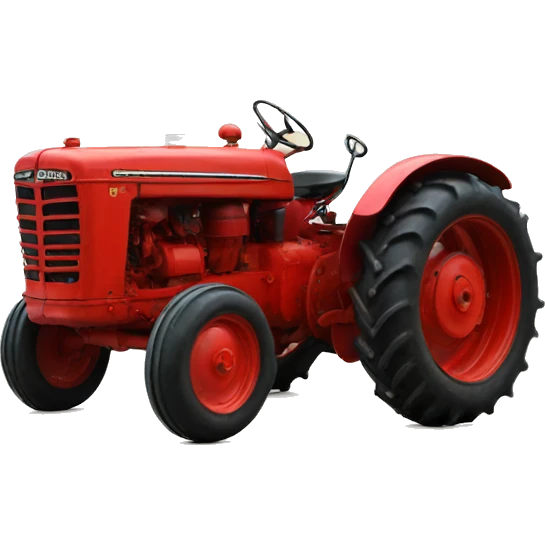 A vintage red tractor with no cab emoji