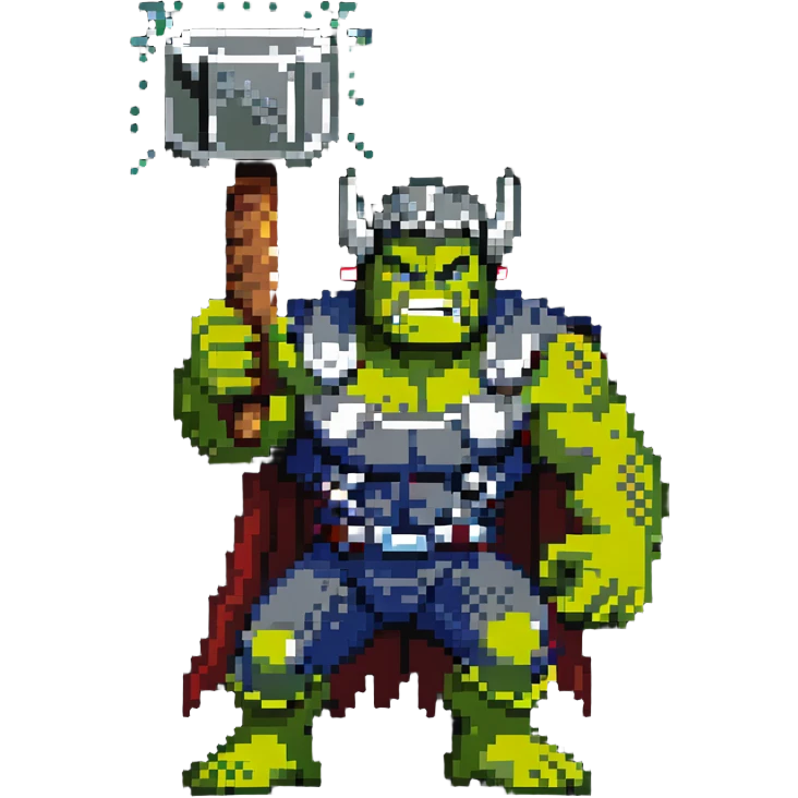Hulk smashing with Thor's hammer emoji