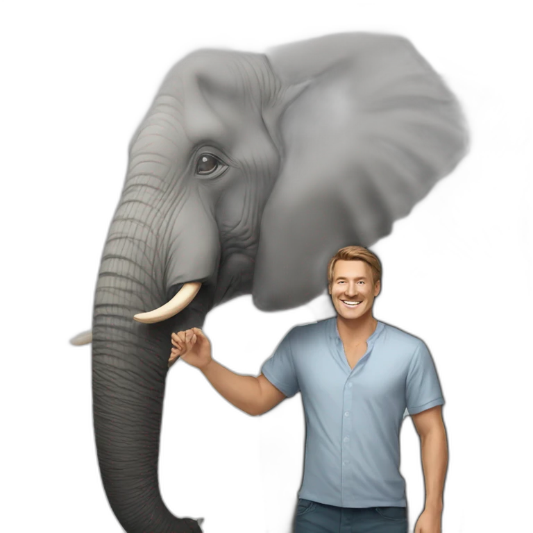 éléphant avec homme emoji