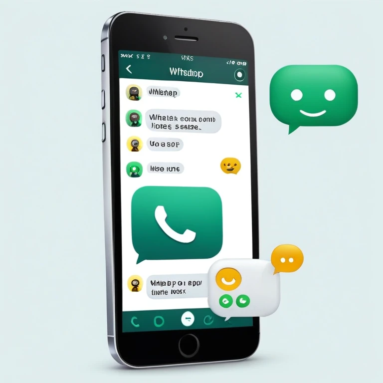 iPhone displaying WhatsApp screen with chat bubbles and a robot emoji as the contact emoji