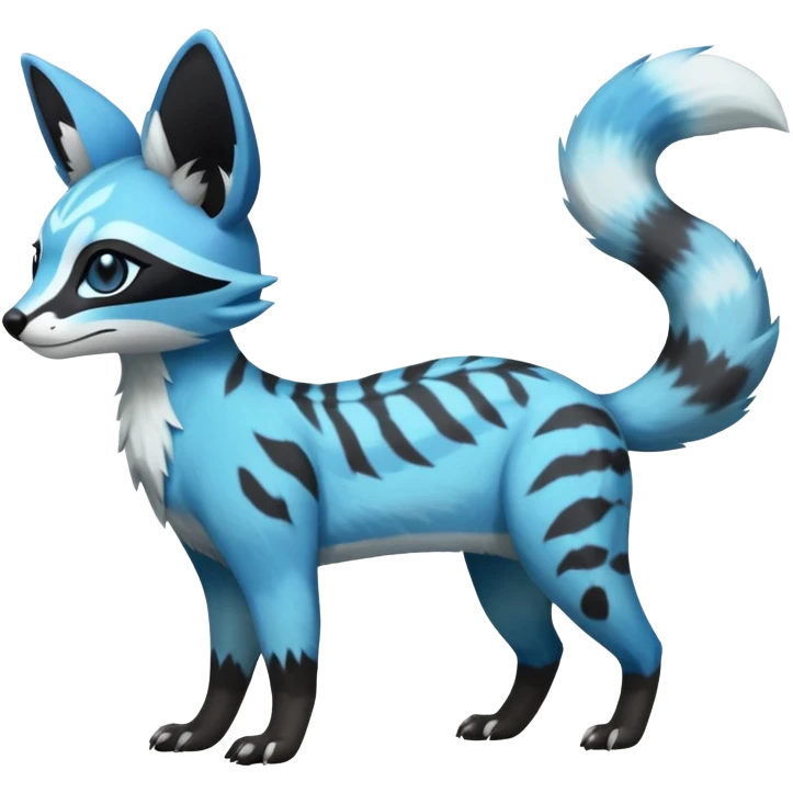 Rare realistic cool cute epic aesthetic colorful Amaura-Glaceon-Civet-Genet-species-Fakemon-hybrid-creature, with markings, full body emoji