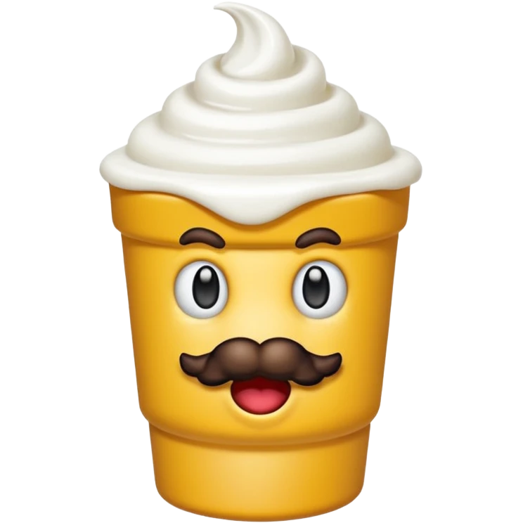 genera un'emoji di super mario arrabbiato con un vasetto di yogurt emoji