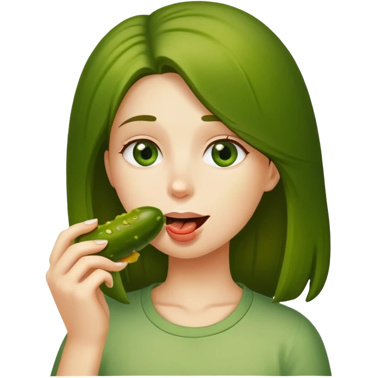 girl eating pickle emoji