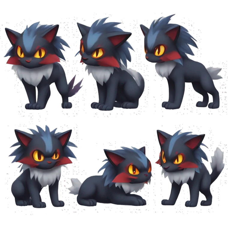 Edgy Cool Kawaii Litten-Absol-Zoroark-Pokémon Full Body emoji