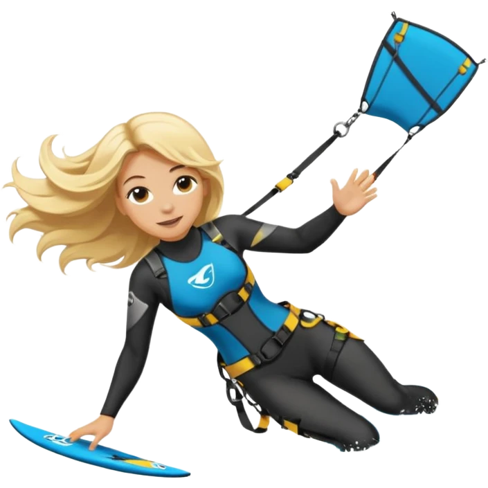 Blonde long haired ladie Kitesurfing with harness emoji
