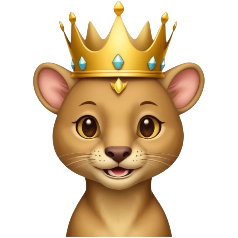 Fossa animal wearing a crown looks arrogantly smiley emoji