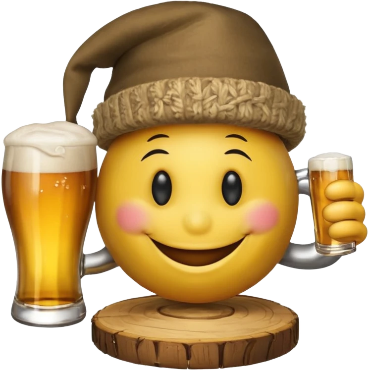 Ein lachender Smilie mit Bierglas und Gamsbart Hut emoji