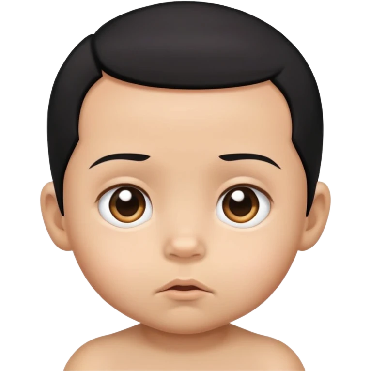 Judgmental baby with black hair shorter on sides of head and tan skin emoji