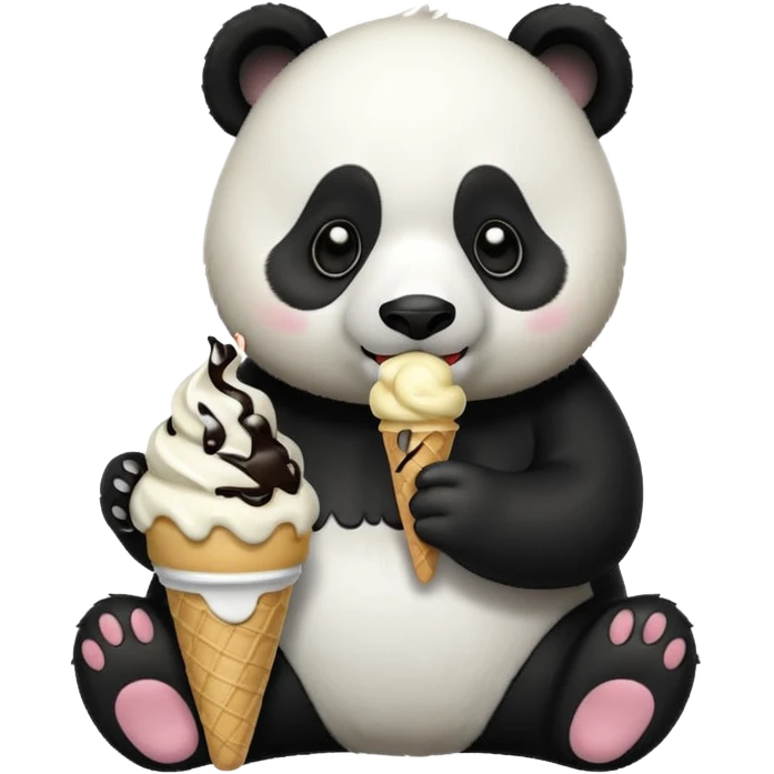 Panda eating ice cream emoji